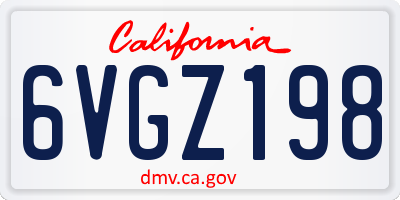 CA license plate 6VGZ198