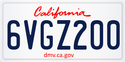 CA license plate 6VGZ200