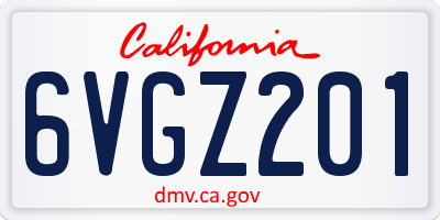 CA license plate 6VGZ201