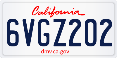 CA license plate 6VGZ202