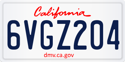 CA license plate 6VGZ204