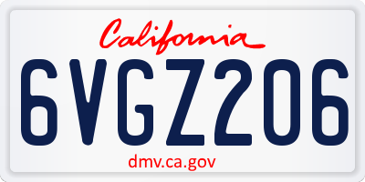 CA license plate 6VGZ206