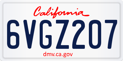 CA license plate 6VGZ207