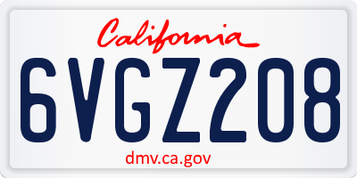 CA license plate 6VGZ208