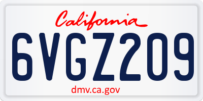 CA license plate 6VGZ209