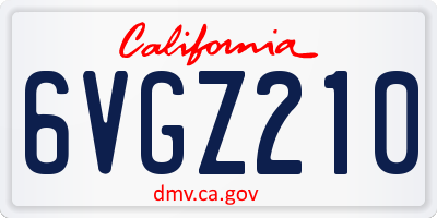 CA license plate 6VGZ210