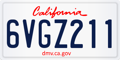 CA license plate 6VGZ211