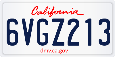 CA license plate 6VGZ213