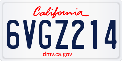 CA license plate 6VGZ214