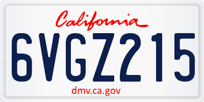CA license plate 6VGZ215