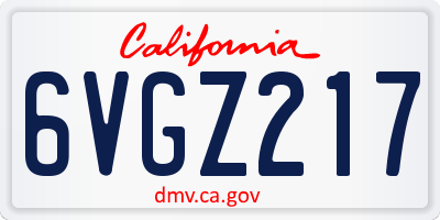 CA license plate 6VGZ217