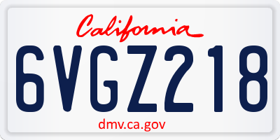 CA license plate 6VGZ218
