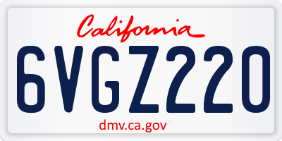 CA license plate 6VGZ220