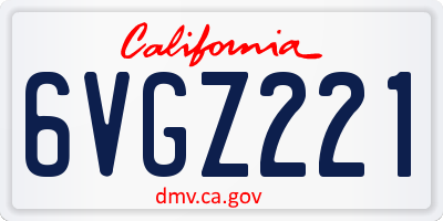 CA license plate 6VGZ221