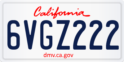 CA license plate 6VGZ222