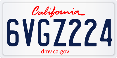 CA license plate 6VGZ224