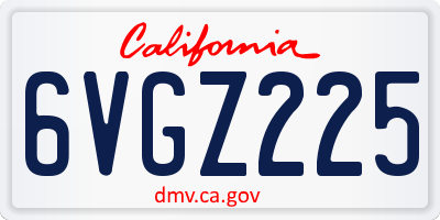 CA license plate 6VGZ225
