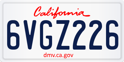 CA license plate 6VGZ226