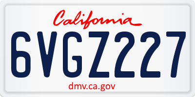 CA license plate 6VGZ227
