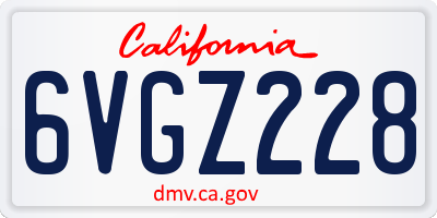 CA license plate 6VGZ228