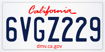 CA license plate 6VGZ229