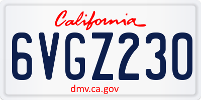 CA license plate 6VGZ230