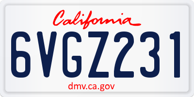 CA license plate 6VGZ231