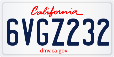 CA license plate 6VGZ232