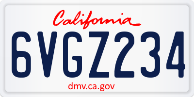 CA license plate 6VGZ234