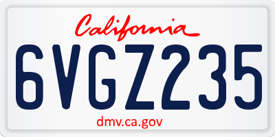 CA license plate 6VGZ235