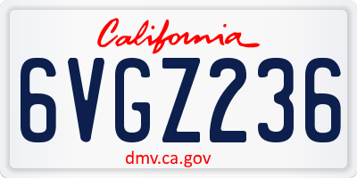 CA license plate 6VGZ236