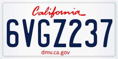 CA license plate 6VGZ237