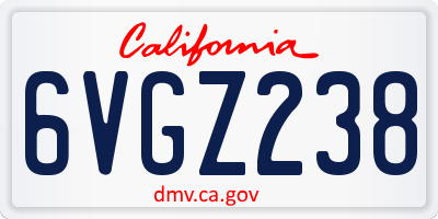 CA license plate 6VGZ238