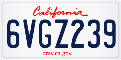 CA license plate 6VGZ239