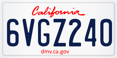 CA license plate 6VGZ240