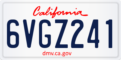 CA license plate 6VGZ241