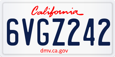CA license plate 6VGZ242