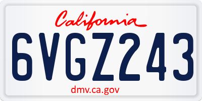 CA license plate 6VGZ243