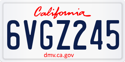 CA license plate 6VGZ245