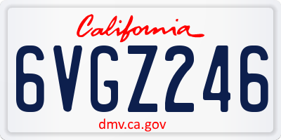 CA license plate 6VGZ246