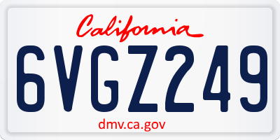 CA license plate 6VGZ249