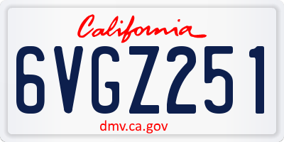 CA license plate 6VGZ251