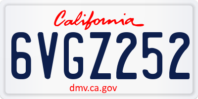 CA license plate 6VGZ252