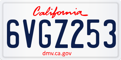 CA license plate 6VGZ253