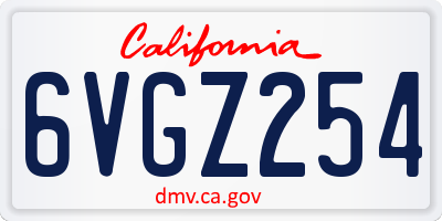 CA license plate 6VGZ254