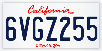 CA license plate 6VGZ255