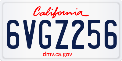 CA license plate 6VGZ256