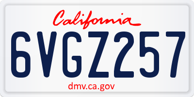 CA license plate 6VGZ257