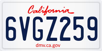 CA license plate 6VGZ259