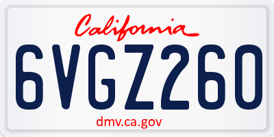 CA license plate 6VGZ260